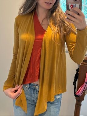 Ambiance Open Front Cardigan in Mustard